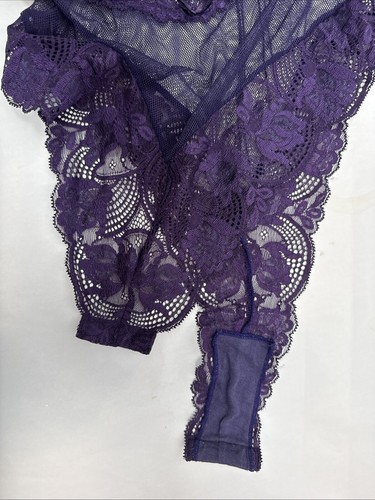 Vintage Victorias Secret Teddy Bodysuit Lace Stretch Lingerie Purple Eggplant - Picture 7 of 11