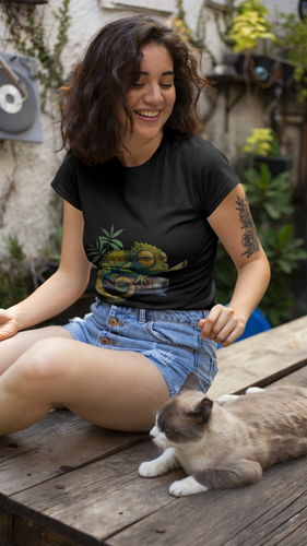 Chamäleon Rauchen Gras T-Shirt Kiffer Cannabis Marihuana Ganja Eidechse Shirt - Video 1 von 1