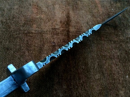 Custom Handmade 5160 Spring Steel Antiqued Bowie Knife with Bart Moore Guard  - Picture 9 of 11