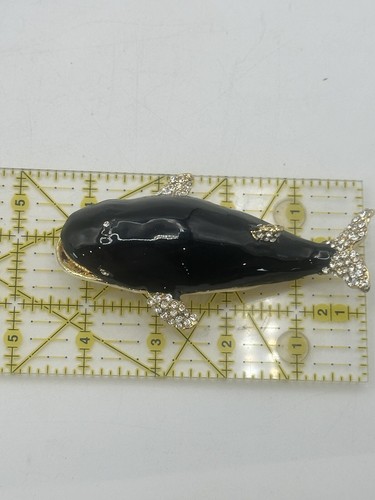 Wal aufklappbare Schmuckschatulle Messing Emaille und Strass Magnetverschluss Deko - Bild 7 von 8