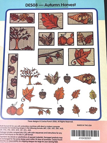 Cactus Punch Embroidery Digitizing Autumn Harvest 24 Designs Thanksgiving - Picture 2 of 7