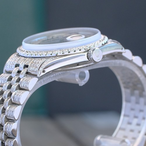 Rolex Mens Datejust 36mm  Iced Out Fully Loaded Diamonds Blue Diamond Dial Watch - Picture 8 of 15