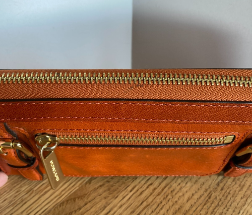 Michael Kors McGraw Zip Around Rust Orange Leder Geldbörse Clutch Schnalle Akzente - Bild 5 von 24