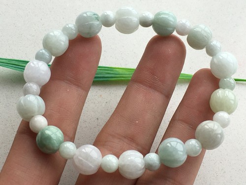 10mm Certified Natural A Grade Jadeite Carving pumpkin bead jade Bracelet 0806 - Picture 3 of 12