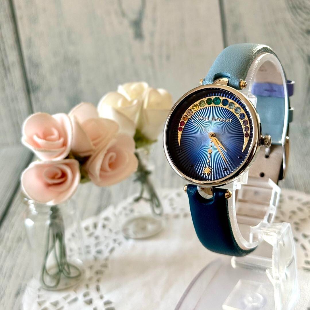 STAR JEWELRY Watch Crystal Glass Watch Blue Belt Rare Japan