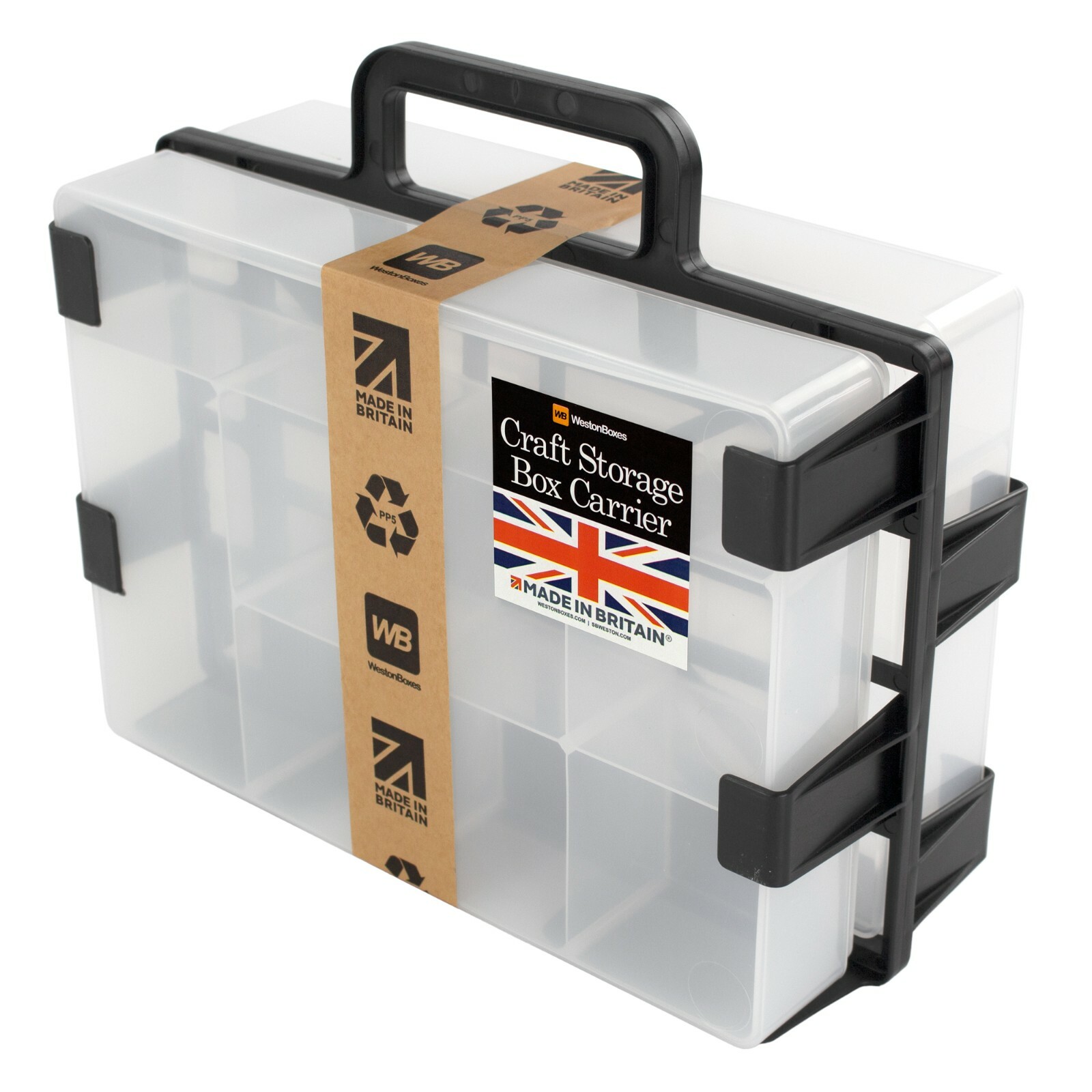 WestonBoxes Craft Storage Box Carrier, Including Crafty Tool Boxes with Dividers