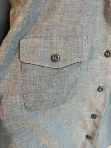 Vintage 70s 80s US Navy Chambray Shirt Button Up Short Sleeve Blue Size Small - Picture 5 of 7