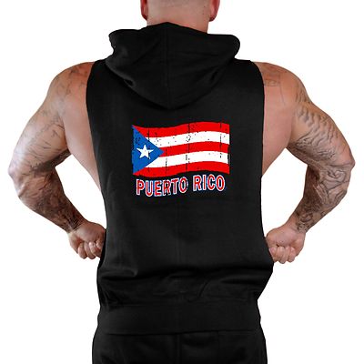 Puerto Rico Strong Mens Sleeveless Zipper Fleece Hoodie Gym Jacket Puerto Rico Strong Mens Sleeveless Zipper Fleece Hoodie Gym Jacket