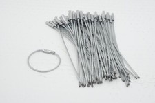 Pack of 50 Tamper-Proof Security Cable Key Ring Permanent Crimp Crimped 1-1/4"