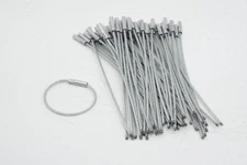 Pack of 50 Tamper-Proof Security Cable Key Ring Permanent Crimp Crimped 1-1/4"