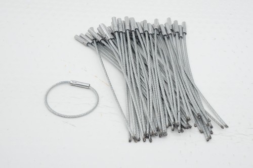 Pack of 50 Tamper-Proof Security Cable Key Ring Permanent Crimp Crimped 1-1/4" - Picture 1 of 4