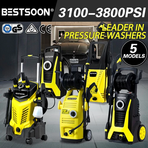 Bestsoon Max3800PSI Electric High Pressure Cleaner Washer Gurney Water Pump Hose