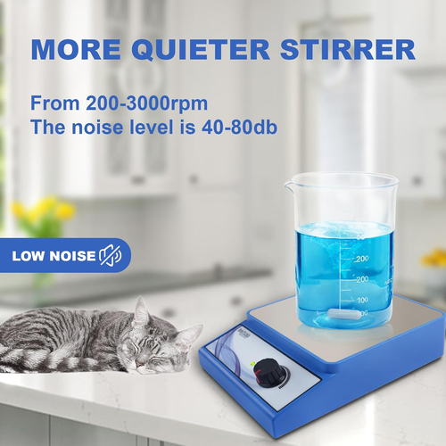 Magnetic Stirrer with Stir Bar, Stir Plate with Stainless Steel Worktop, 3000RPM - Picture 3 of 12
