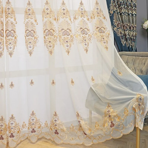 New Curtains Room Luxury European High Shading Blackout Drapes Embroidery Flower - Bild 5 von 27