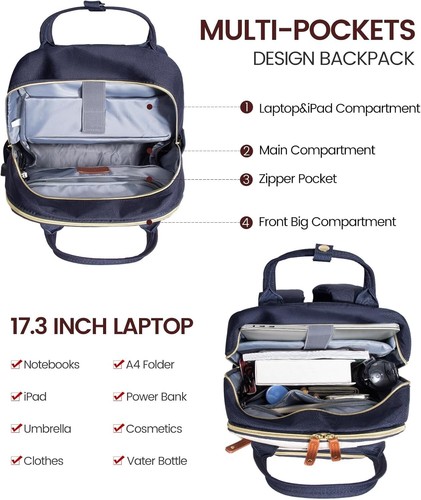 LOVEVOOK Rucksack Damen Laptop Rucksack 15.6 Zoll Schulrucksack Mädchen Teenager - Bild 4 von 5