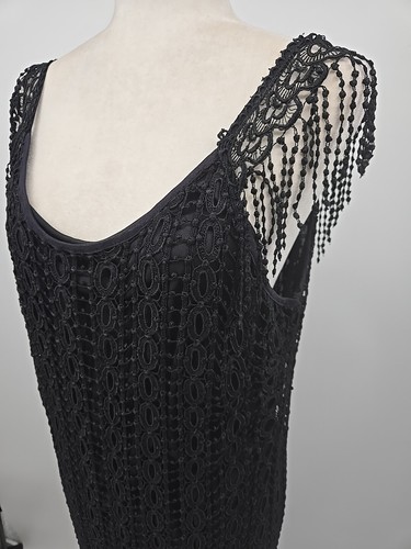 VTG 90s black crochet knit dress, Sam, XL, Retro Goth Witchy Woman Stevie Nicks - Picture 1 of 20