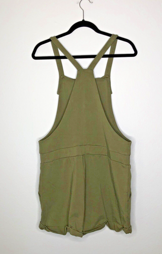 BB Dakota Women’s L Get Shortie Army Green French Terry Shortall Romper - Picture 4 of 11
