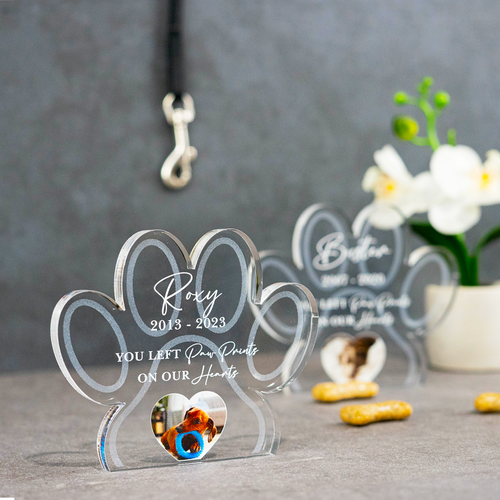 Custom Dog Memorial Photo Block Personalised Pet Photo Glass Effect Acrylic - Picture 5 of 5