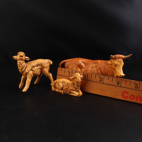 3 PC 1983 Fontanini Nativity Figures ITALY 5" Ox & 2 Lambs - Animals - Afbeelding 2 van 3