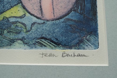 Jean Barham (1924-2008) Signed Limited Linocut In Colour. Ring Barges, Greenwich - Picture 4 of 5