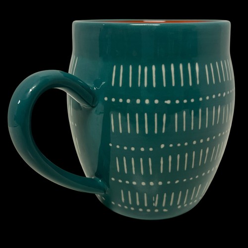 Set Of 2 Baum Tangier Ceramic Turquoise Orange 16oz Tea Cups Coffee Mugs - Picture 10 of 18