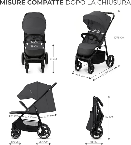 Kinderkraft TRIG 3 Passeggino Leggero, Pieghevole, Posizione Distesa, Posizione - Foto 9 di 12