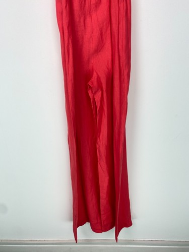 Karen Millen Red Strappy Wide Leg Linen Jumpsuit Cut Out Back UK6 NEW - Picture 11 of 14