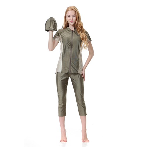 Traje de baño de vacaciones de verano cubierta completa para mujeres musulmanas 3 piezas ropa de playa - Imagen 57 de 145