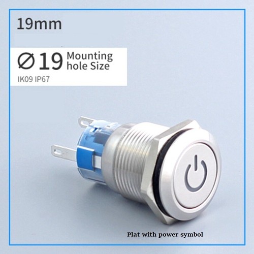 19mm 2NO 2NC Power symbol LED Stainless steel Anti-vandal Push button switch CE - Picture 1 of 8