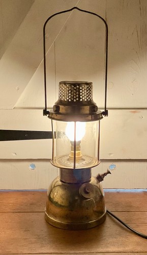 Vintage 1940er Messing Bialaddin 300x Lampe, Elektroumbau, Originalglas - Bild 6 von 6