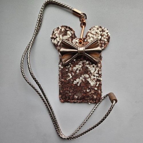 Disney Parks Liege Roségold Swquined Minnie Maus Ausweishalter