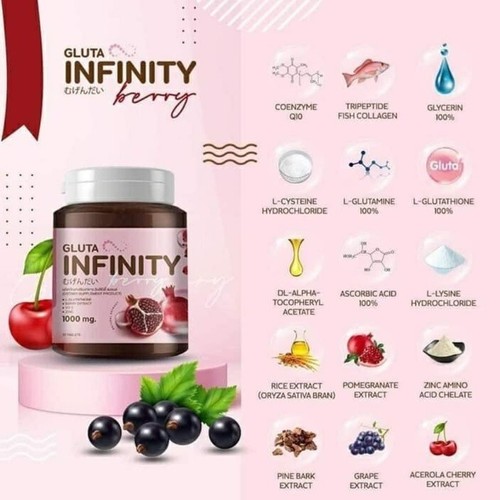 3X GLUTA INFINITY Kollagen Glutathion Vitamin C Beere pflegt helle Haut 30 Tab - Bild 5 von 7