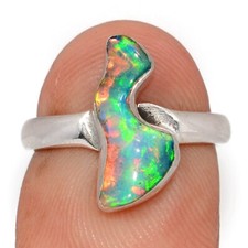 Natural Ethiopian Opal Rough 925 Sterling Silver Ring Jewelry s.5.5 CR74493