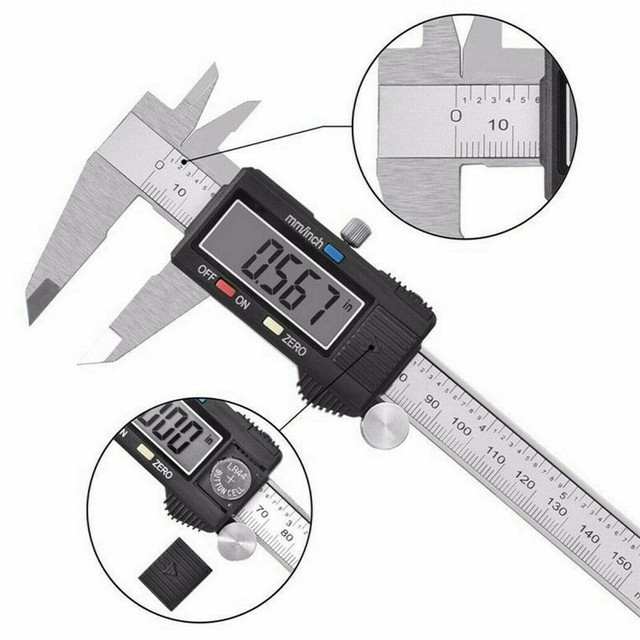150mm 6/" Digital Electronic Stainless Steel Vernier Caliper Gauge Micrometer CLP