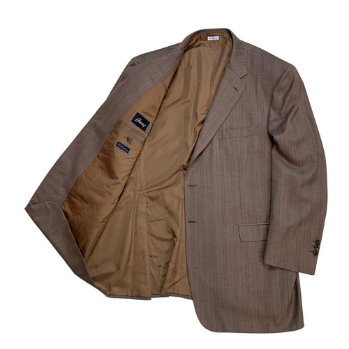 Mint! Bespoke 48 R Brioni 100 % Cashmere Light Brown Multi Stripe Suit Italy - Picture 10 of 24