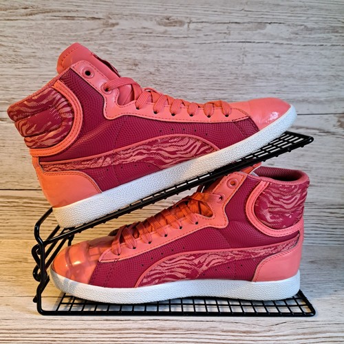 Puma First Round High Top Women Size 5 Animal Print Red Pink - Picture 2 of 9