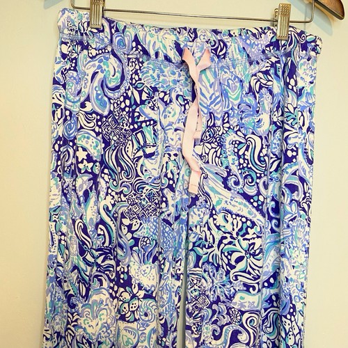 Lilly Pulitzer Pajama PJ Knit Pants Blue 30.5” Sz M, Seahorse - Bild 3 von 10