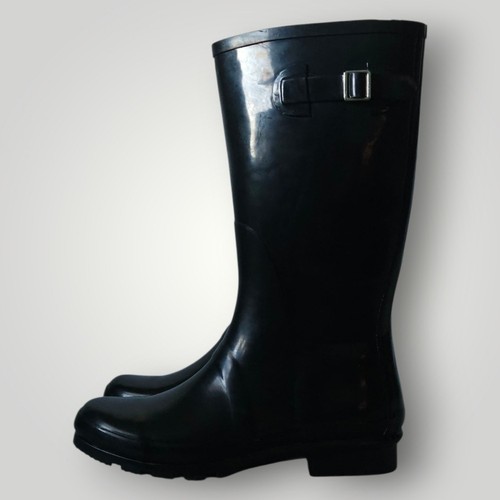 Stivali da pioggia Nomad donna neri alti 11 impermeabili in gomma pull-on con fibbia - Foto 4 di 11