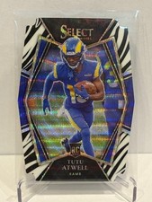 2021 Panini Select Tutu Atwell # 161 Prizm Zebra Die Cut LA Rams Rookie RC
