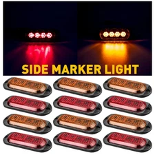 4-12PCS Amber/Red LED Side Marker Clearance Lights Waterproof Trailer Truck RV
