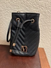 Victoria's Secret V Quilt Perfume Pouch Black V Monogram Wristlet Bag NEW