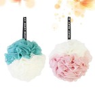 2 Pcs Large Mesh Pouf Bath Ball Double Color Soft Sponge For Shower