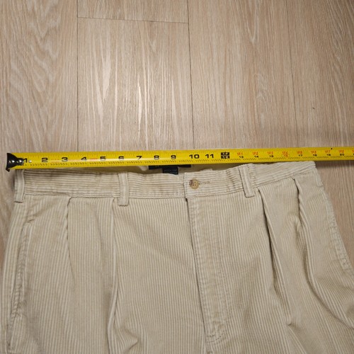 Pantaloni vintage Polo Ralph Lauren velluto a coste Andrew da uomo 36x30 (26) marrone plissettato con polsini - Foto 8 di 14