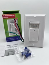 Motion Sensor Light Switch, Wall Plate Included, White, UL Listed