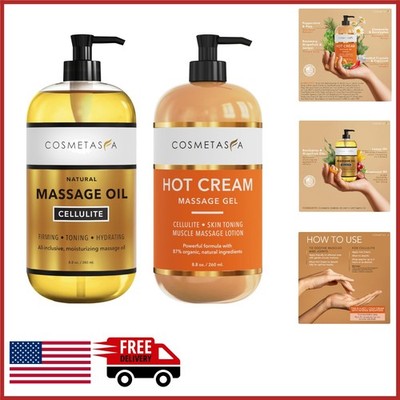 Natural Cellulite Oil & Hot Cream for Skin Tightening & Moisturizing 2 Pack