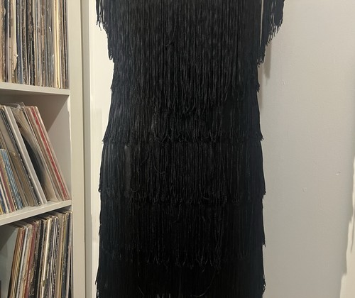 De colección 90’s Charades 1920s Flapper Negro Dorado Halloween Disfraz Vestido Mujer’s Pequeño - Imagen 7 de 11