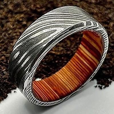 Simple Damascus Steel Ring For Him - Handmade Wedding Ring for Men,gift for  him