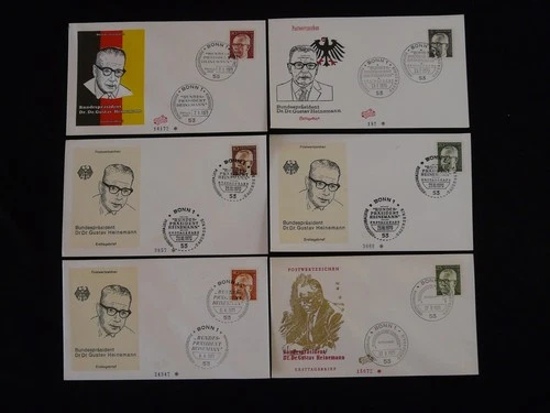 President Gustav Heinemann set of 6 FDC Germany 1971 (2)