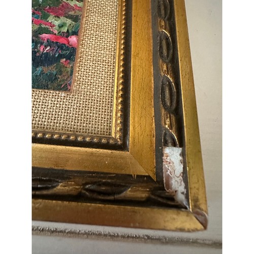 Original Zaza Meuli Ölgemälde Dame rosa Kleid Landschaft Holz gerahmt 15x12" - Bild 14 von 14