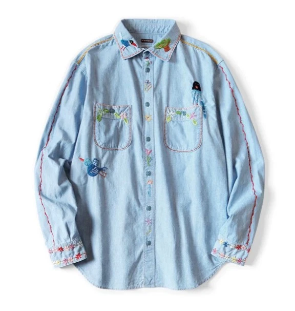 Kapital K Long Sleeve Button-Up Casual Button-Down Shirts for Men